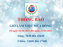 Thông báo giờ làm việc mùa đông 2022